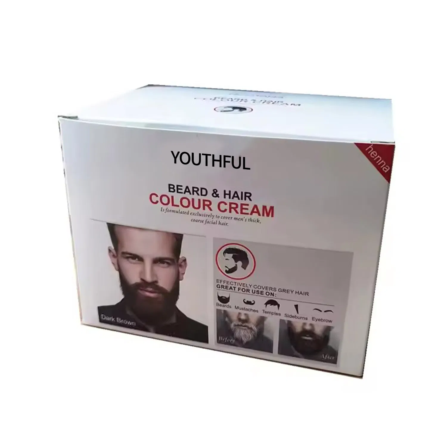 Mens Beard Coloring Cream 60ml Semi-Permanent Long-Lasting Black Brown