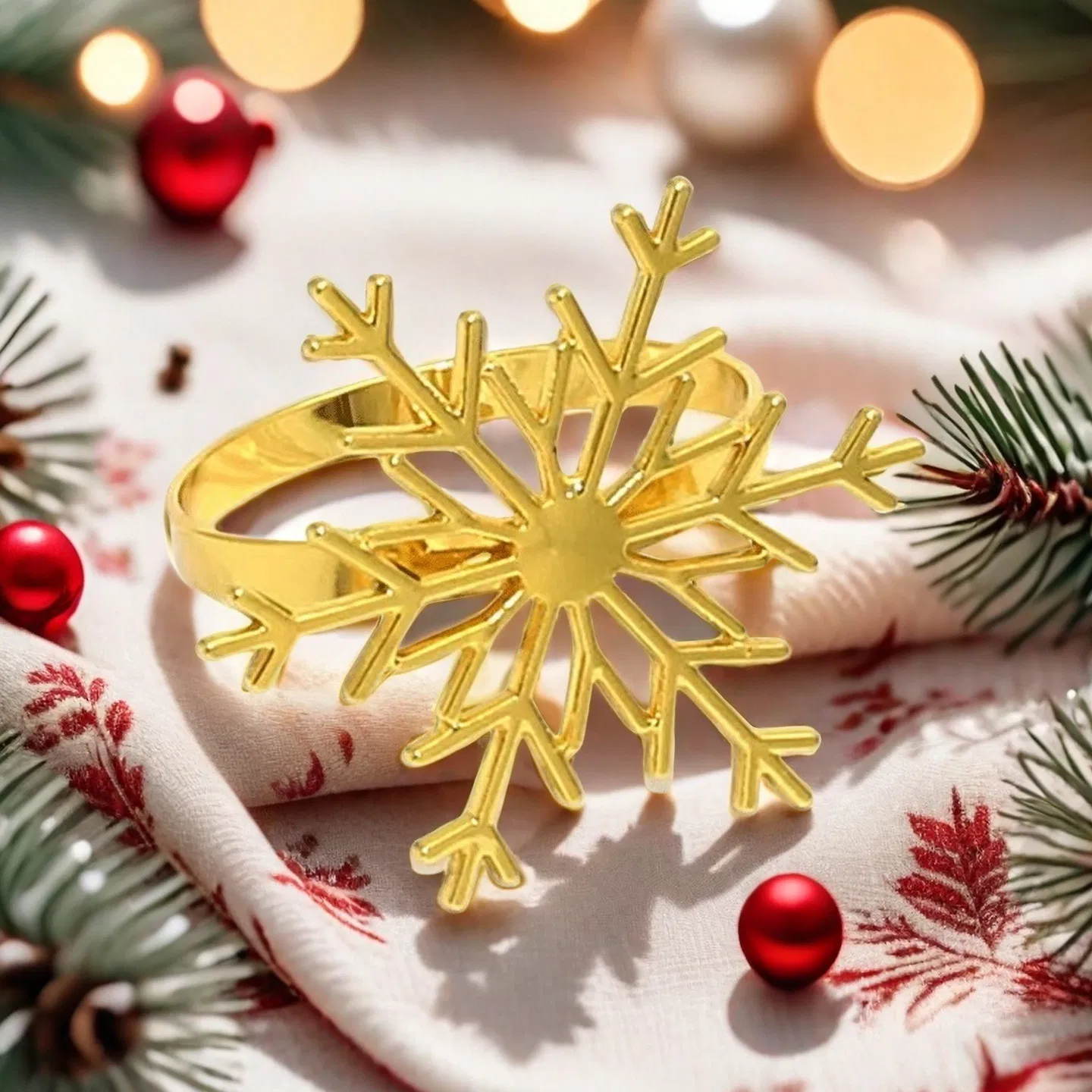 Christmas Snowflake Napkin Rings Gold Napkin Buckle Table Decorations for Festival Parties