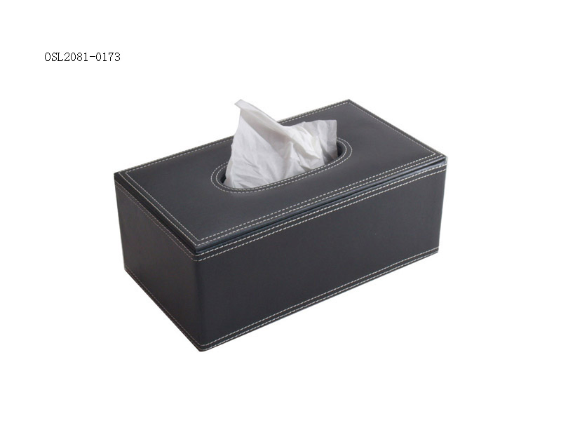 China Factory Custom PU Leather Hotel Office Supplies Tissue Box