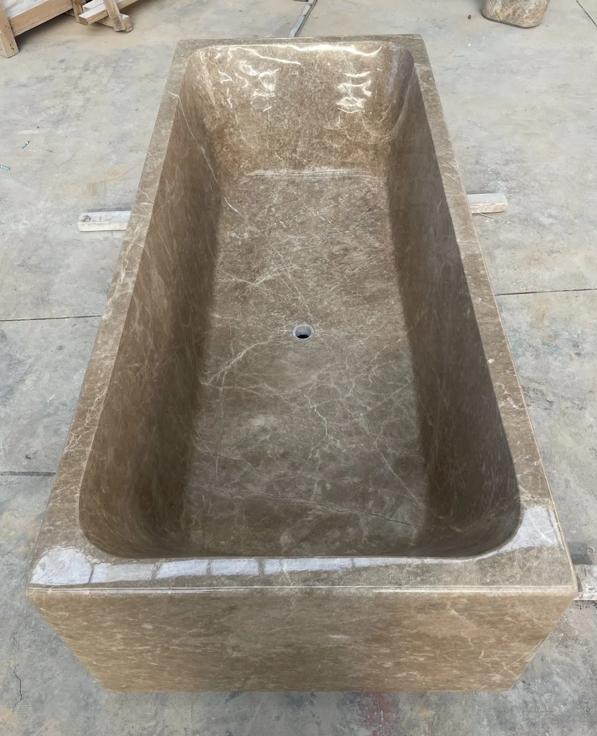 Customized Natural Stone polished rectangle light brown Emperador light marble bathtub for Home/Hotel/House/Resorts/villas Bathroom decoration
