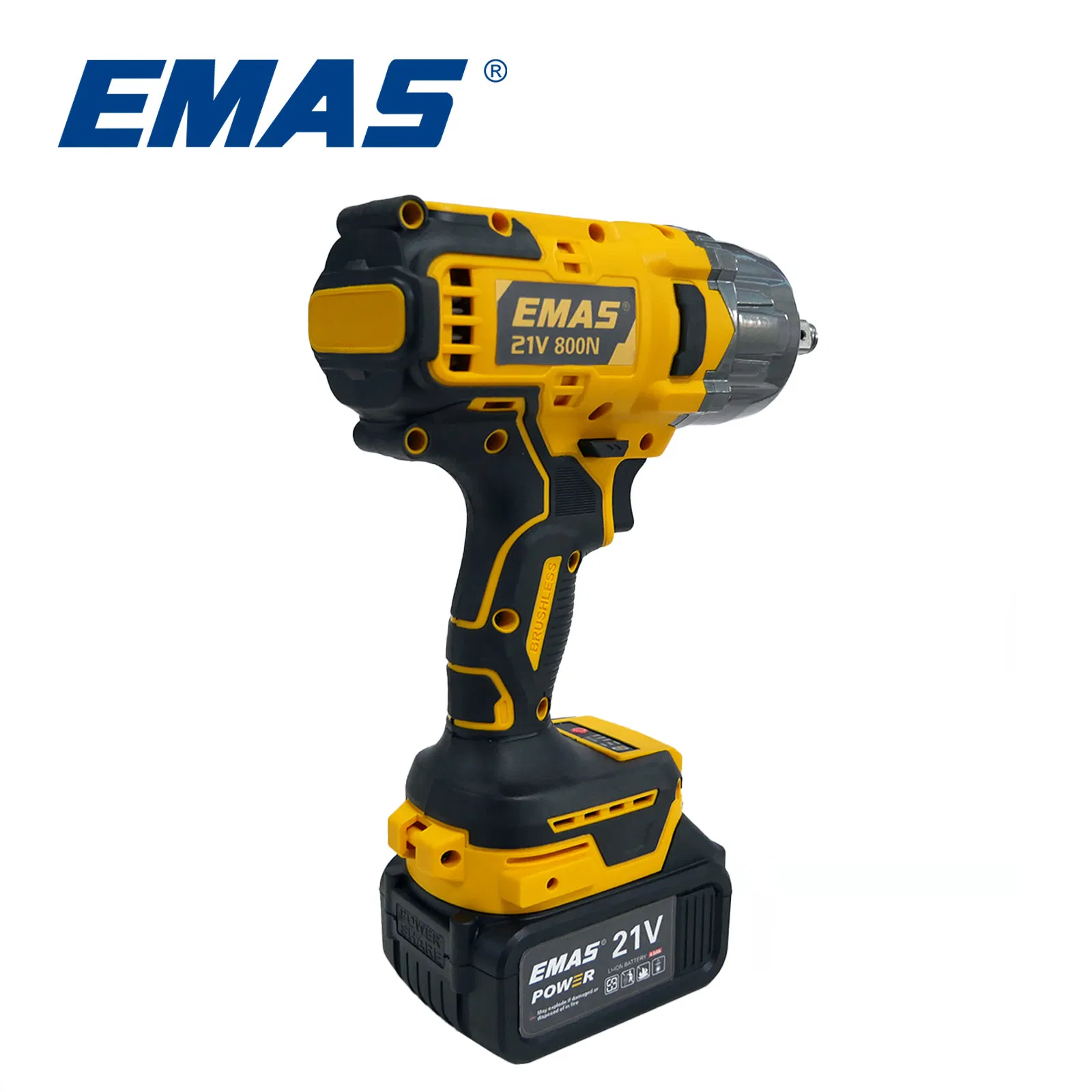 Emas Cordless Battery Impact Wrench 800n. M Torque Wrench with 21V 4ah Lithium Battery for Car Repair Home Use