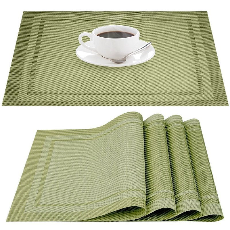 Rectangle Woven Vinyl Digital Printed Dining PVC Table Mats Coffee