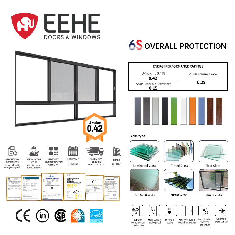 Раздвижное окно EEHE с терморазрывом и защитой от шума