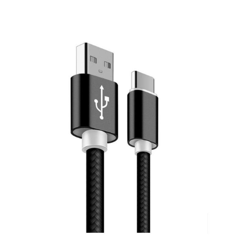 Fast Charging USB 2.0 to Type-C 2 in 1 Nylon Braid Data Charge Cable for Android Cell Phone