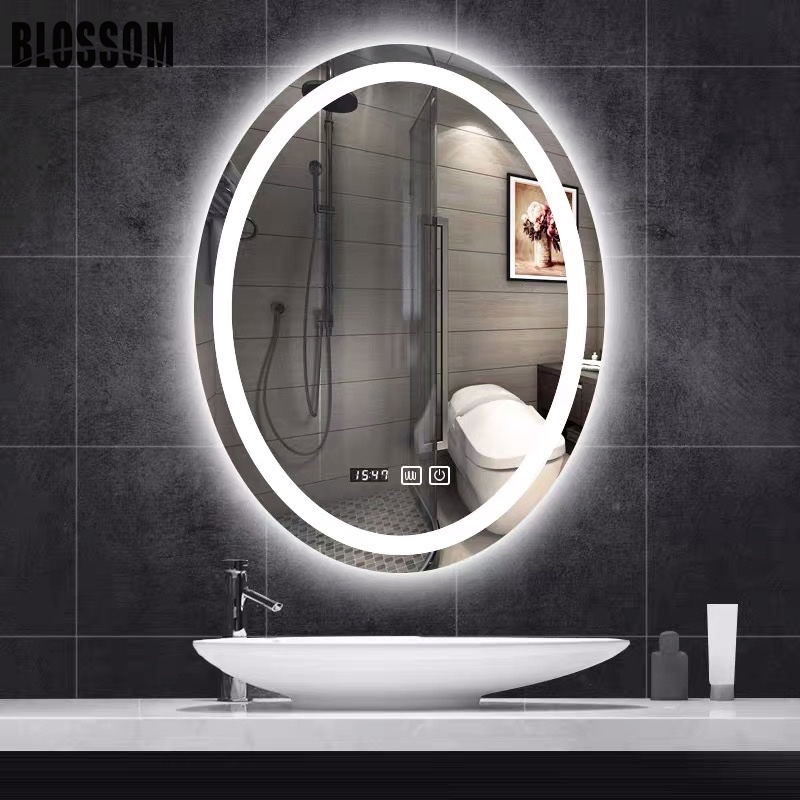 Oval Shape Bath Vanity LED Light Makeup Mirror with Touch Sensor