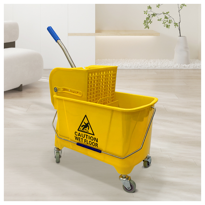 Factory Wholesale 24L Plastic Yellow Wringer Mop Bucket
