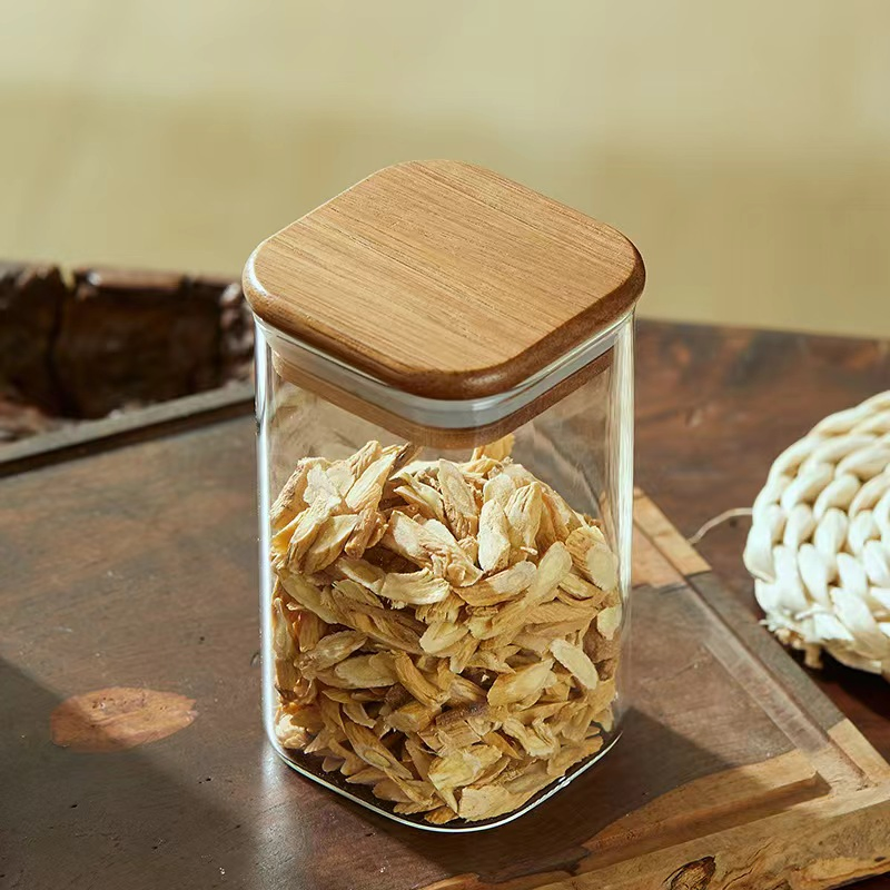 Glass Square Jar for Food Storage Canister Glass Container