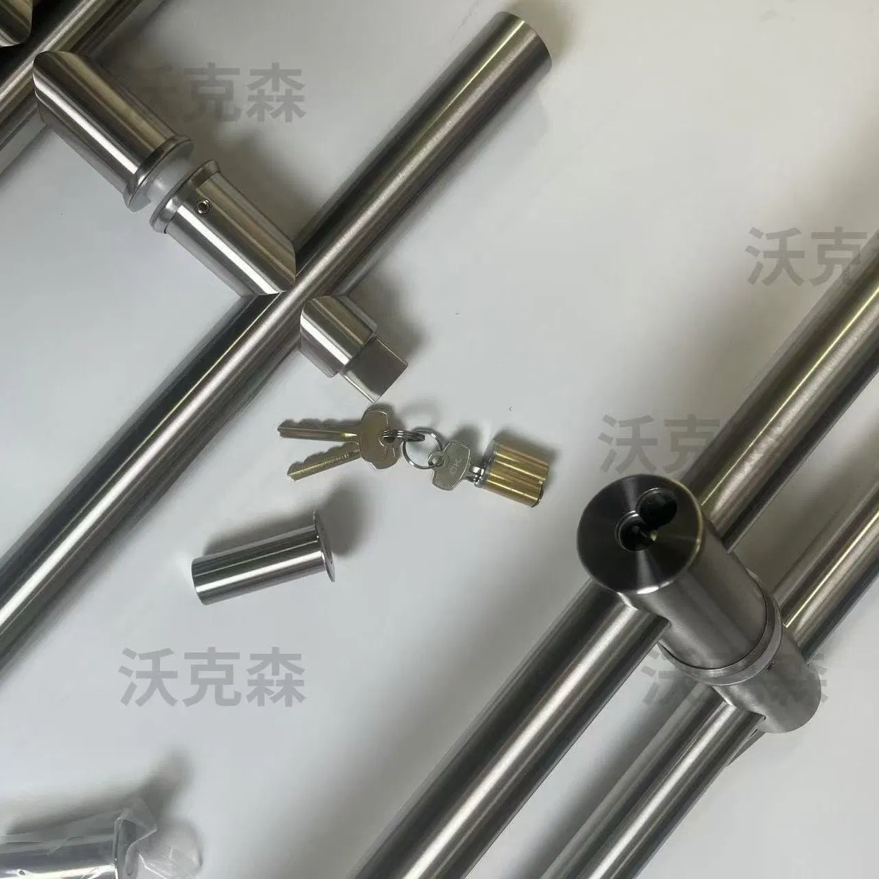 Stainless Steel Glass Door Handle with Lock Portable Replacement Lock Cylinder Handle