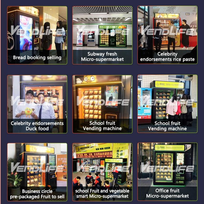 Bakery Touch Screen Pasta Ramen Hamburger Sandwich Vending Machine with Microwave Oven Heating Frozen Lunch Box Automatic Hot Meal Food Vending Machine