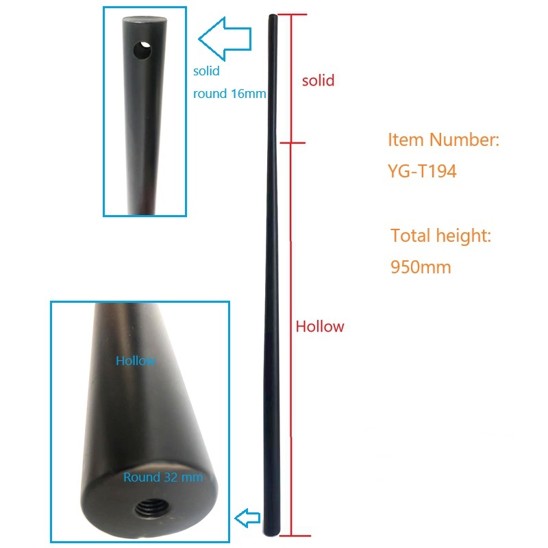 Black Solid Round Tapered Wrought Iron Baluster for Indoor Staircase Railing