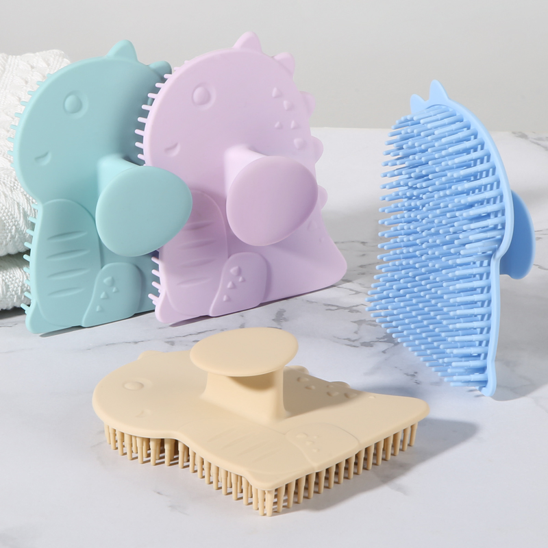 BPA Free Cute Fitness Infant Bathing Product Reusable Soft Safety Silicone Baby Bathtub Brush