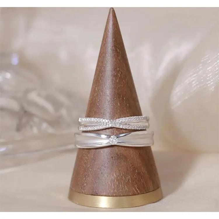 Элегантный набор колец с бриллиантами, позолота 18К