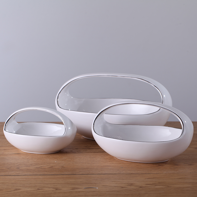 Creative Decoration White Ceramic Serving Fruit Bowl