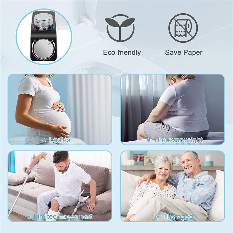 Easy Feminine Washer Cleansing Device Ultra Slim Self-Cleaning Dual Nozzle Bidet Attachment for Toilet with Hot & Cold Water Spray