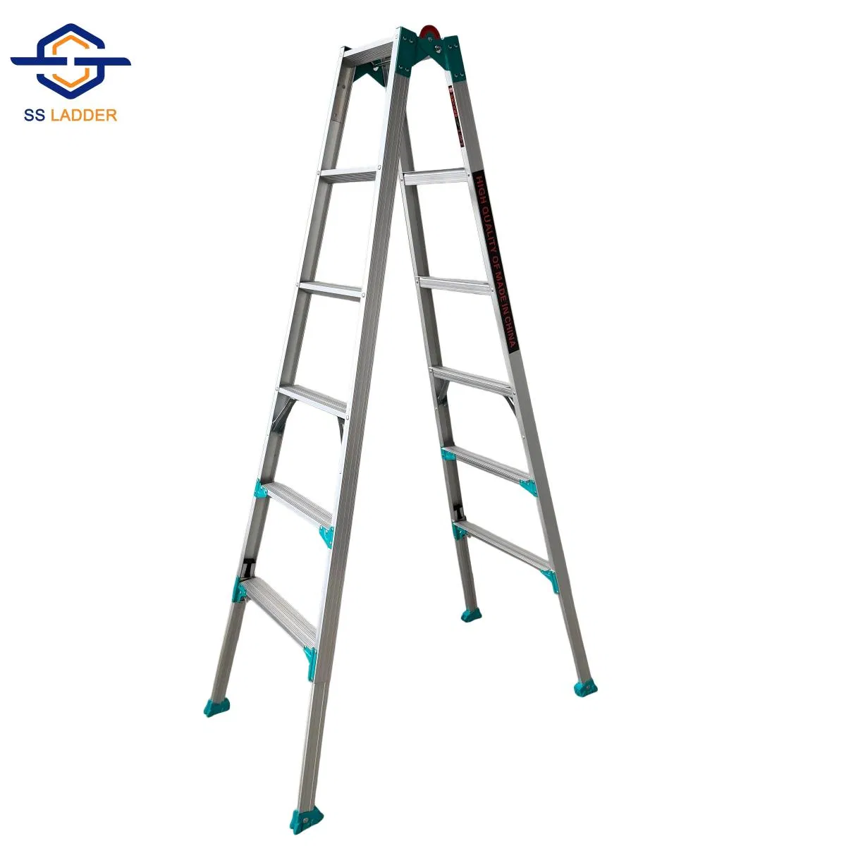 Lightweight Easy-Carry Handle Multi-Purpose 6-Step Folding Ladder with Anti-Slip Wide Pedals for Home Use