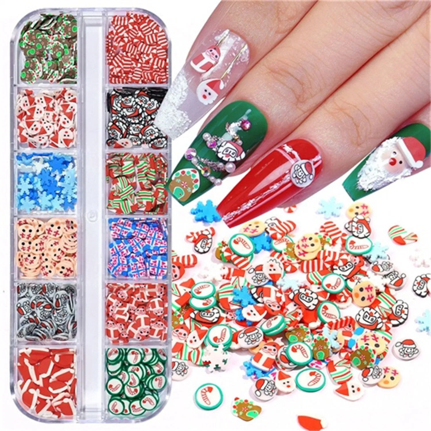 Boxed Christmas Soft Pottery Slice Nail Art Decorations DIY Handmade Materials Manicure Decorations