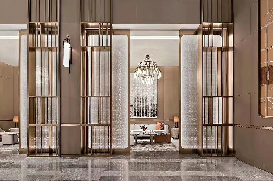 Shiny Restaurant Living Room Metal Stainless Steel Screen Divider for Partition Wall