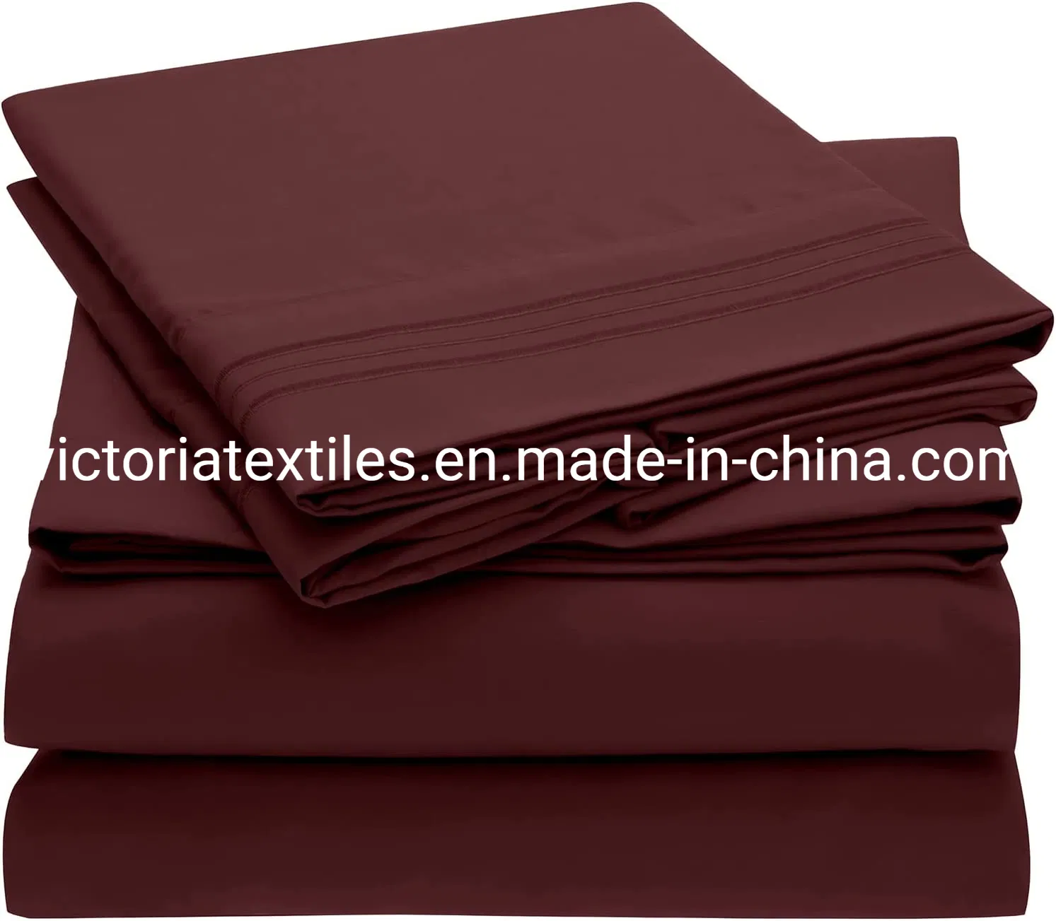 Burgundy Color Home Bed Fitted Sheet Set, Microfiber Home Bed Linens