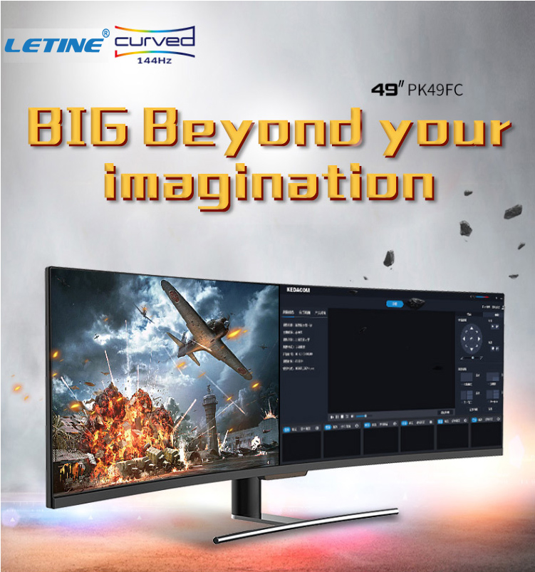 Factory Wholesale 49inch Gaming Monitor Super Wide 49'' 144Hz Gaming 5K Curved Screen Monitor LED 75Hz PC Monitor