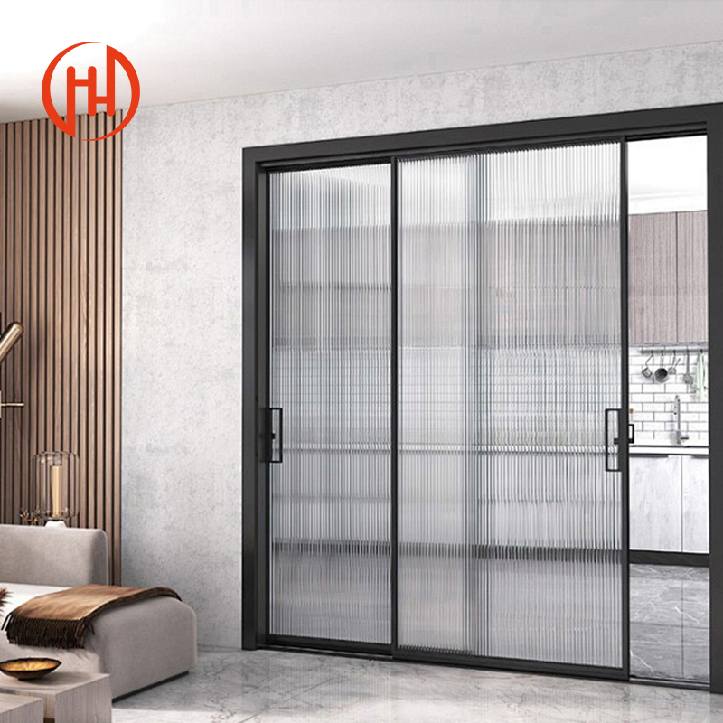 Алюминиевые раздвижные двери с терморазрывом и большим стеклом