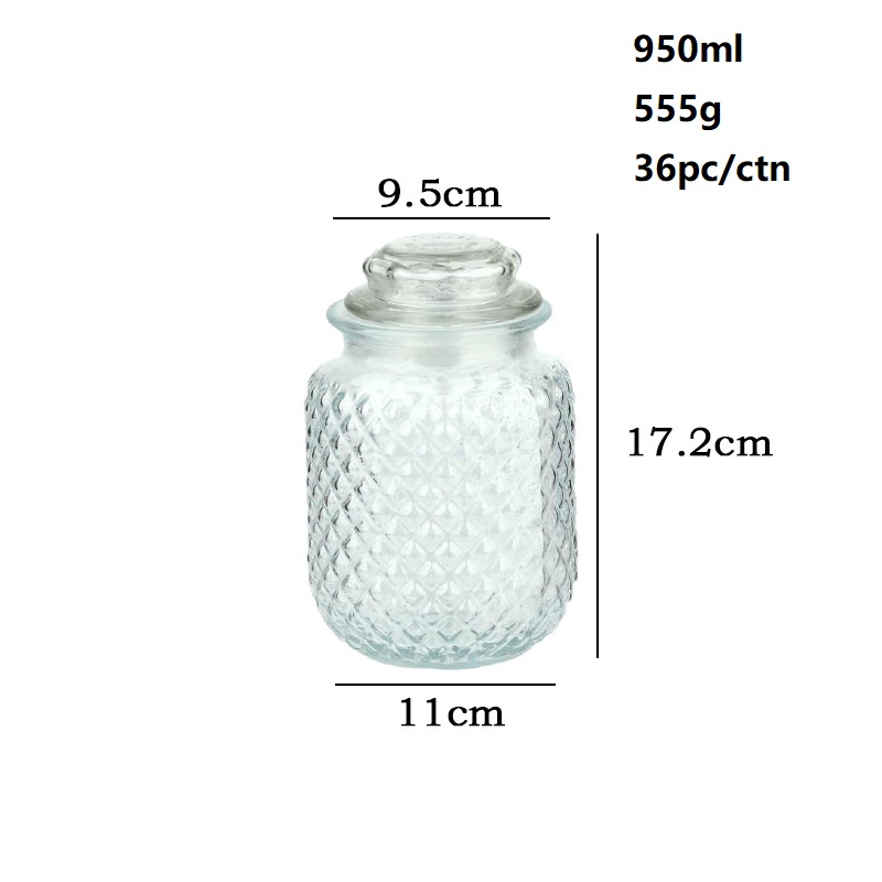 650ml 950ml 1200ml Vertical Striped Customized Kitchen Ceramic Cover Container Airtight Sealed Glass Storage Jars