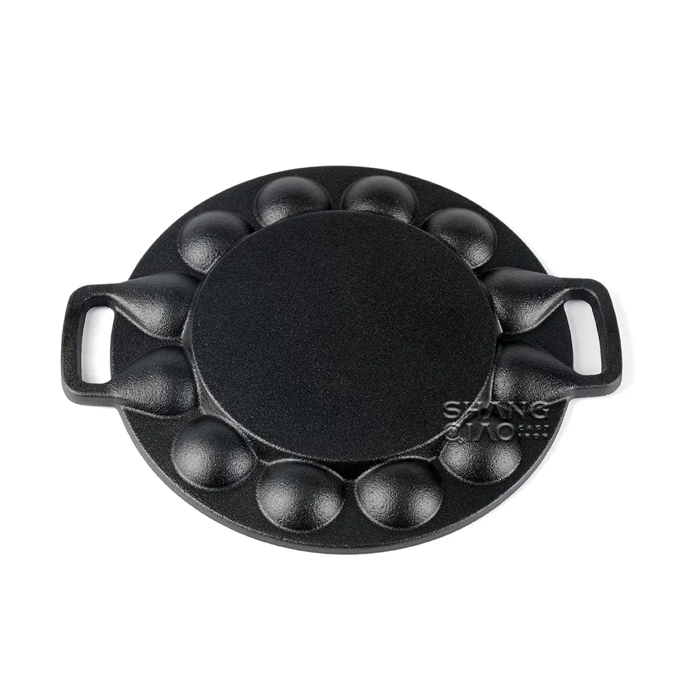 Hot Sale Black 19 Holes Cast Iron Round Takoyaki Grill Pan Plate Cast Iron Takoyaki Poffertjes Pan