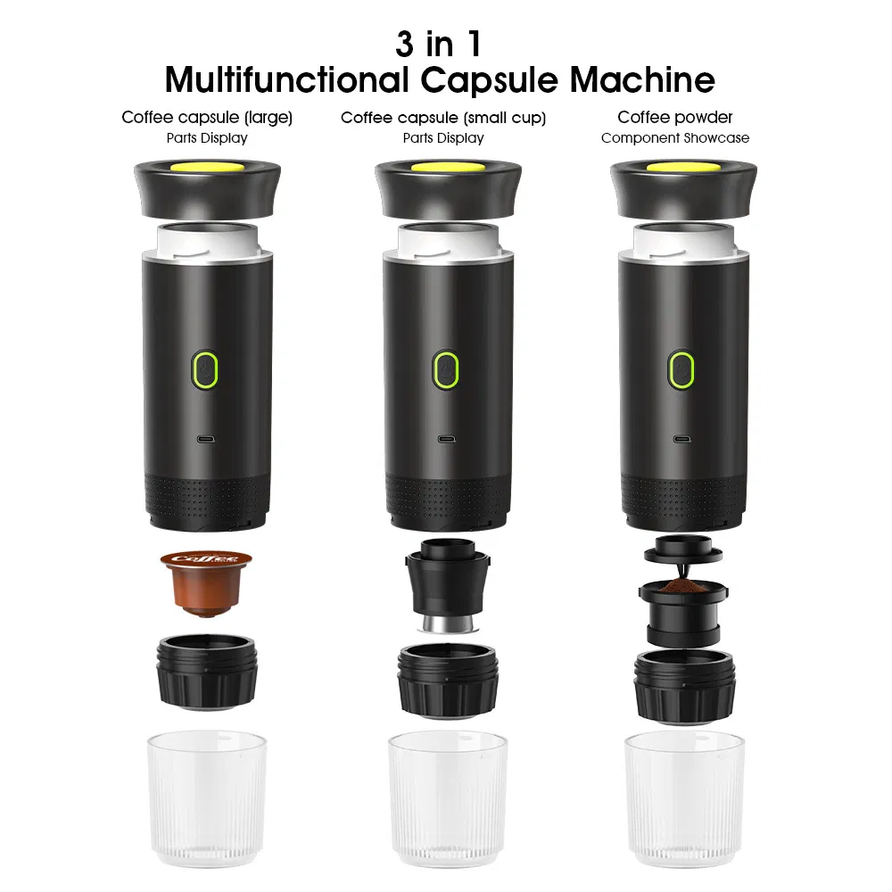 3-in-1 Rechargeable Wireless Portable Mini Automatic Coffee Maker for Home Travel Outdoor