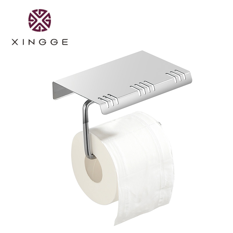 Made of China Fashionable Toilet Roll Holder Bathroom Accessories Paper and Phone Holder Matte Chorme Paper Holder