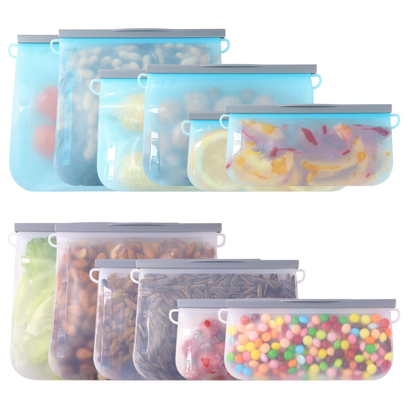 BPA Free Food Grade Ziplock Silicone Fridge Freezer Bag for Storage Snack Sandwich Fruit and Others