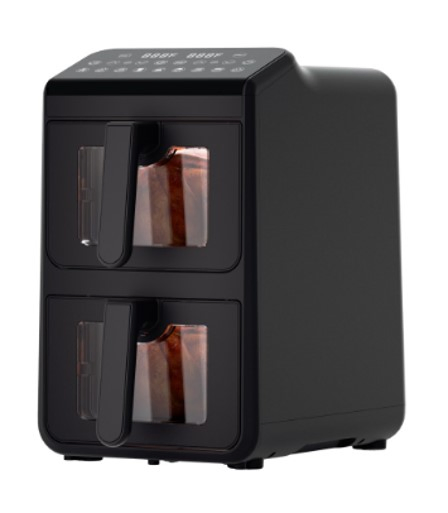 China Manufacture Electric Kitchen Appliances Eletronics Food Professor Intelligent Home Appliance Visible Double Stack Air Fryer Touch Screen Window