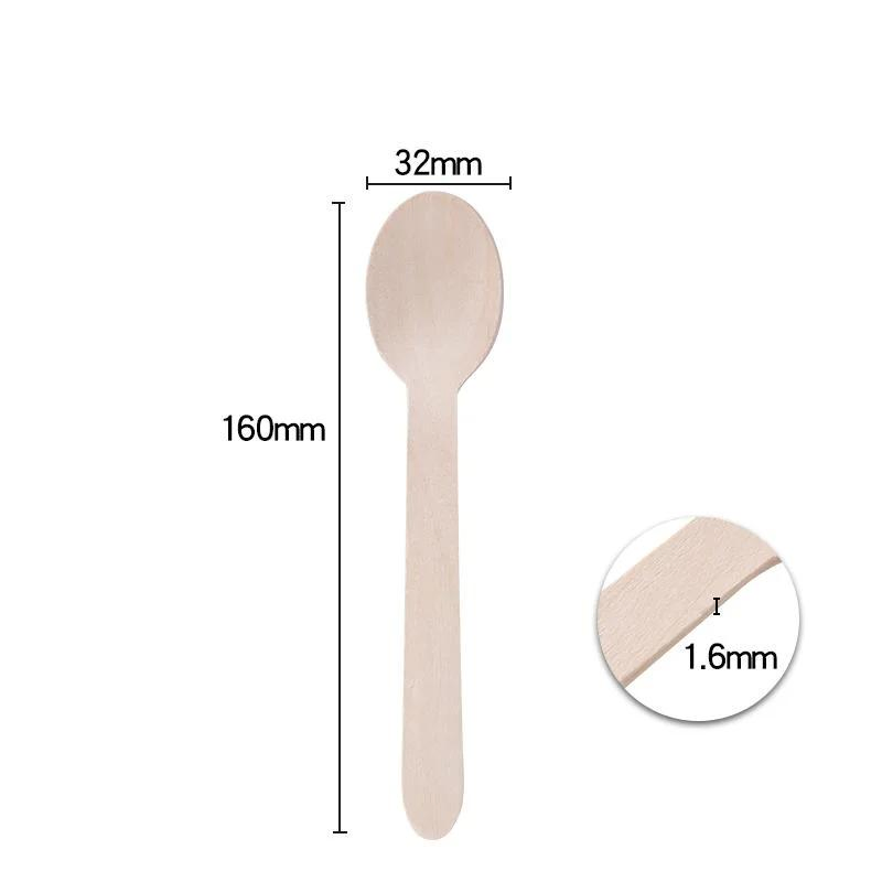 Food-Contacting Grade Biodegradable Eco-Friendly Wooden Fork Knife Spoon