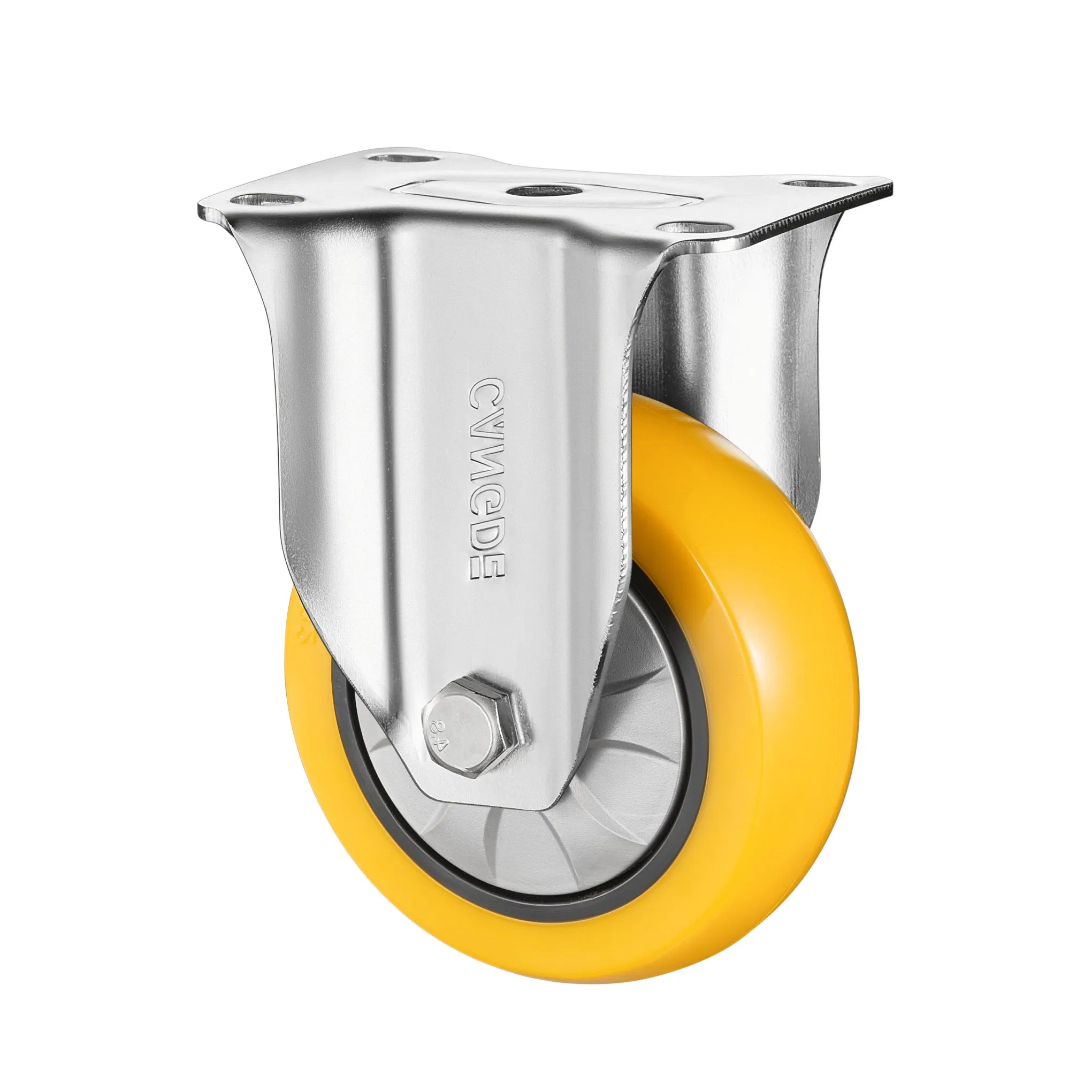 Threaded Stem Swivel Caster, Medium Duty Yellow Polyurethane Wheel