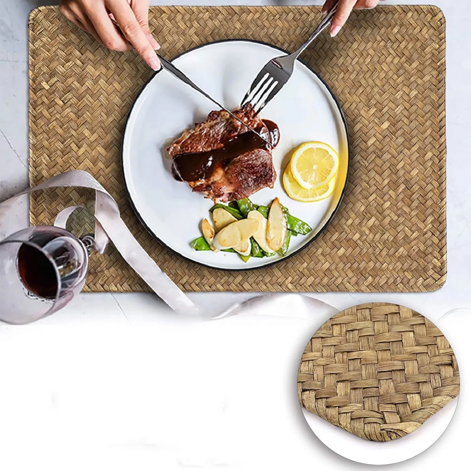 Natural Seaweed Woven Rattan Placemat