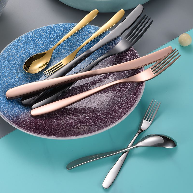 Stainless Steel Thickened Moon-Shaped Custom Handle Hotel Cutlery Set