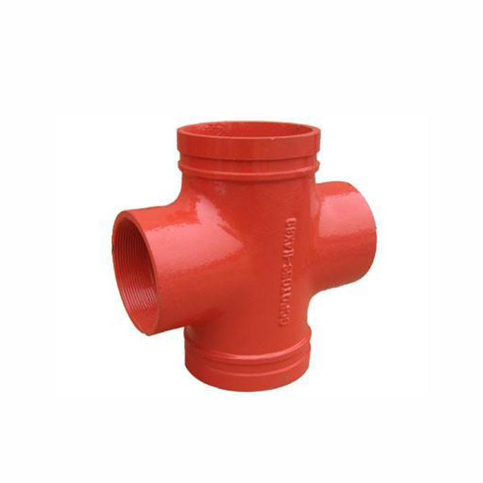 FM Approved Ductile Cast Iron Grooved Fittings Straight Cross 4'' Short Radius