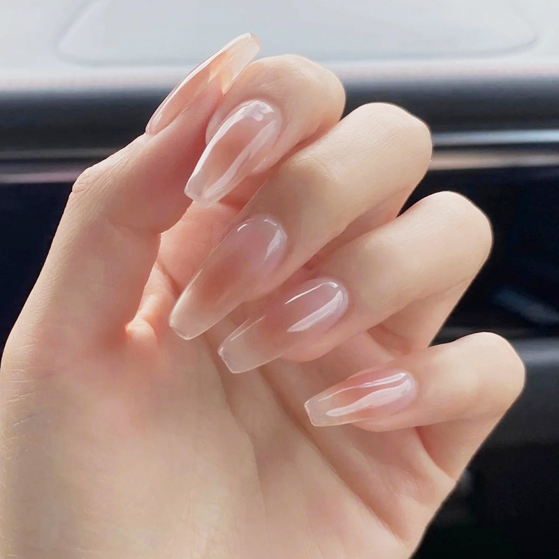 Gradient Nude Color Wearable Manicure Sheet Clean and White Minimalist Pure Desire Fake Nail