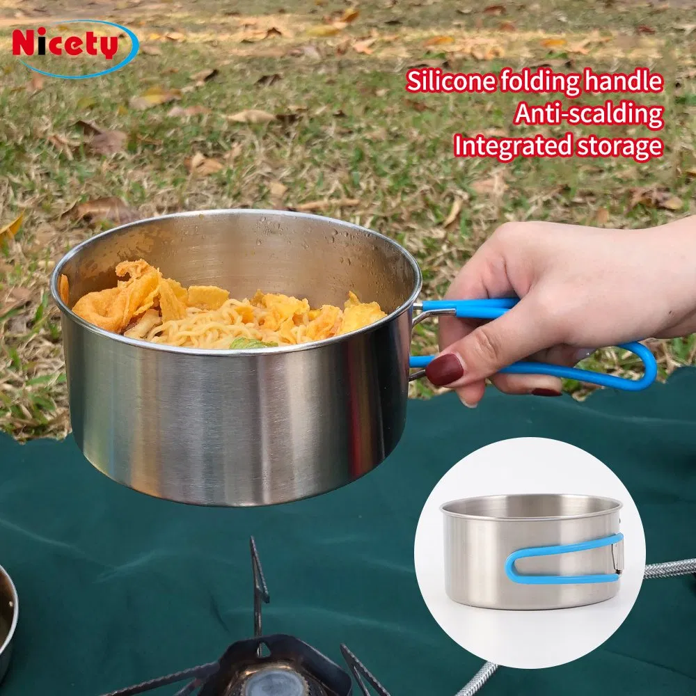 Eight-Piece Hiking Portable Cup Pot Pan Cooking Ware Camping Cookware Set