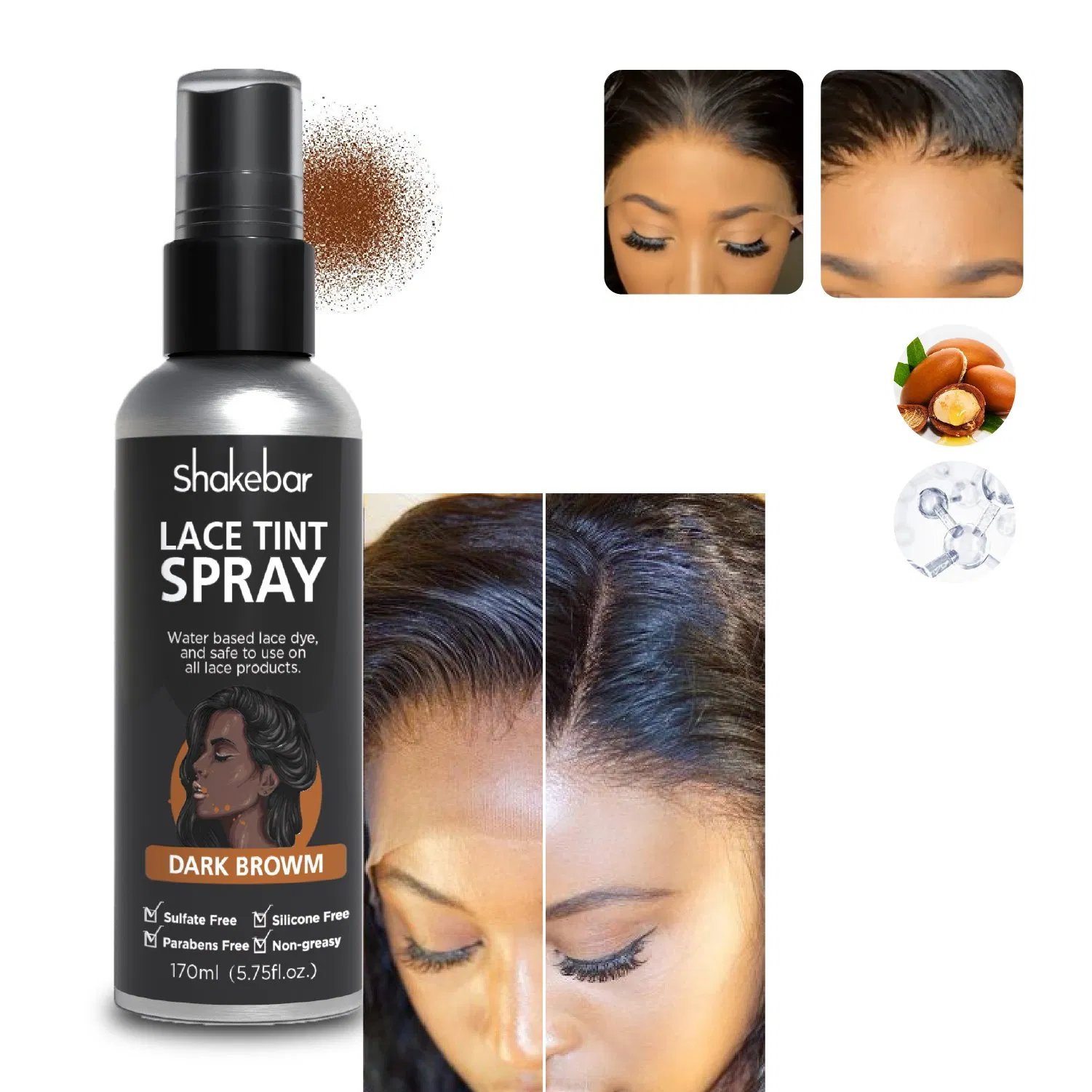 High Quality Lace Tint Spray 80ml Dark Brown Dye Natural Wigs