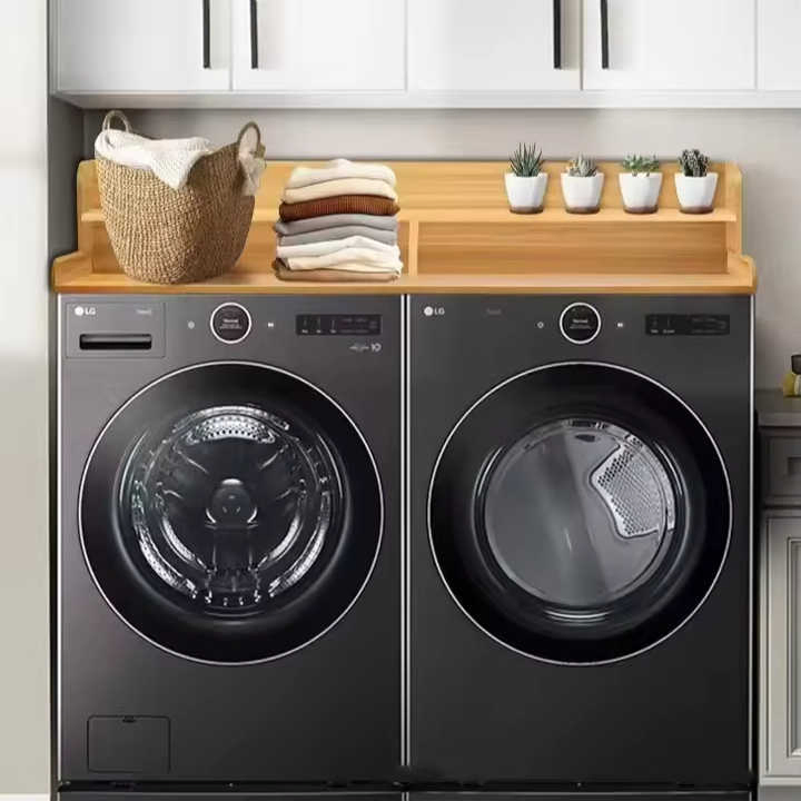 Bamboo Household Laundry Room, Washing Machine, Dryer, Storage Countertop