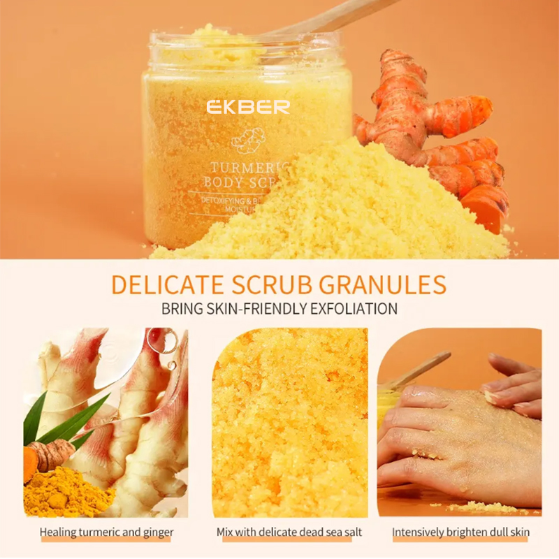 Herbal Turmeric Salt Scrub Organic Exfoliator Smoothing Whitening Skin Body Scrub