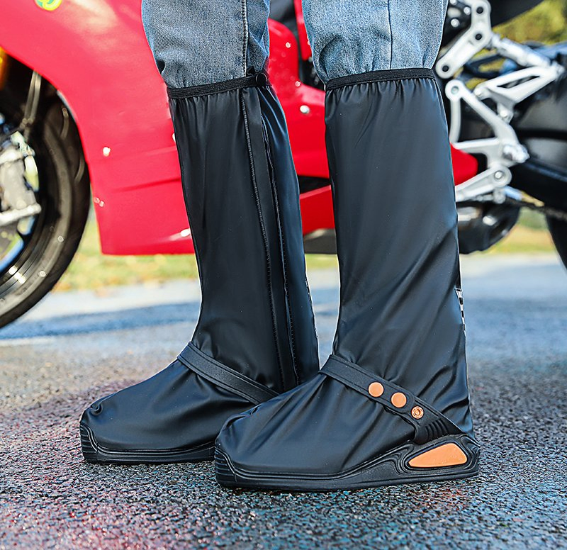 Knee High Waterproof Motorcycle Fashionable PVC Rain Shoes Cover with Zipper