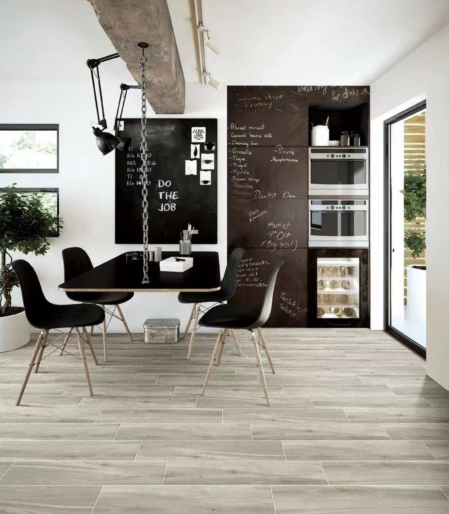 Плитка напольная серая дерево 20x100 см