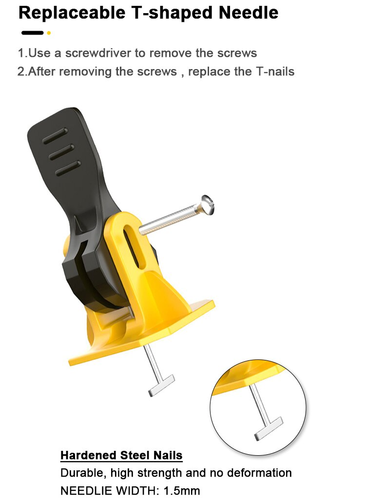 Reusable Replaceable 1.5mm Tile Spacer T-Shaped Needle Tile Leveling System Leveler