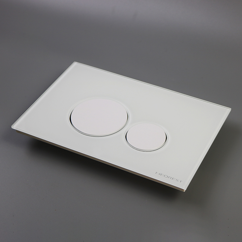 ABS concealed tank toilet button white glass Smart bathroom concealed plastic wall flush button panel