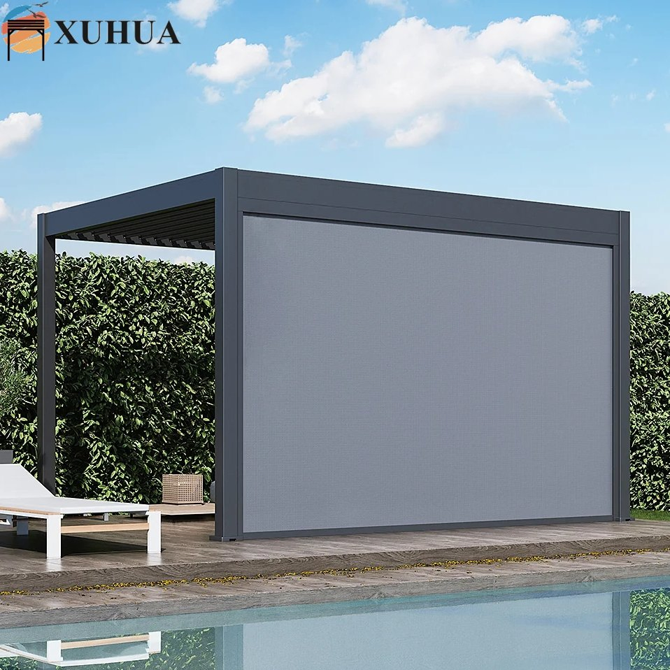 Xuhua Factory Waterproof Windproof PVC Outdoor Curtain Ziptrack Blind Motorised Patio Blinds