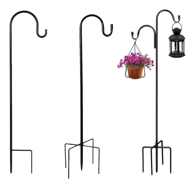 Versatile Garden Shepherds Hook for Flower Baskets and Hanging Bird Feeders