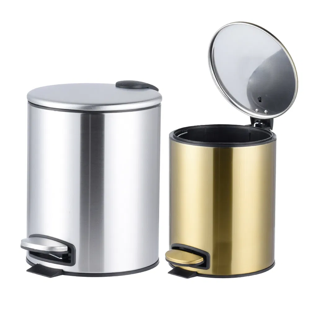 Elegant 3L Metal Foot Pedal Trash Bin for Hotel Use