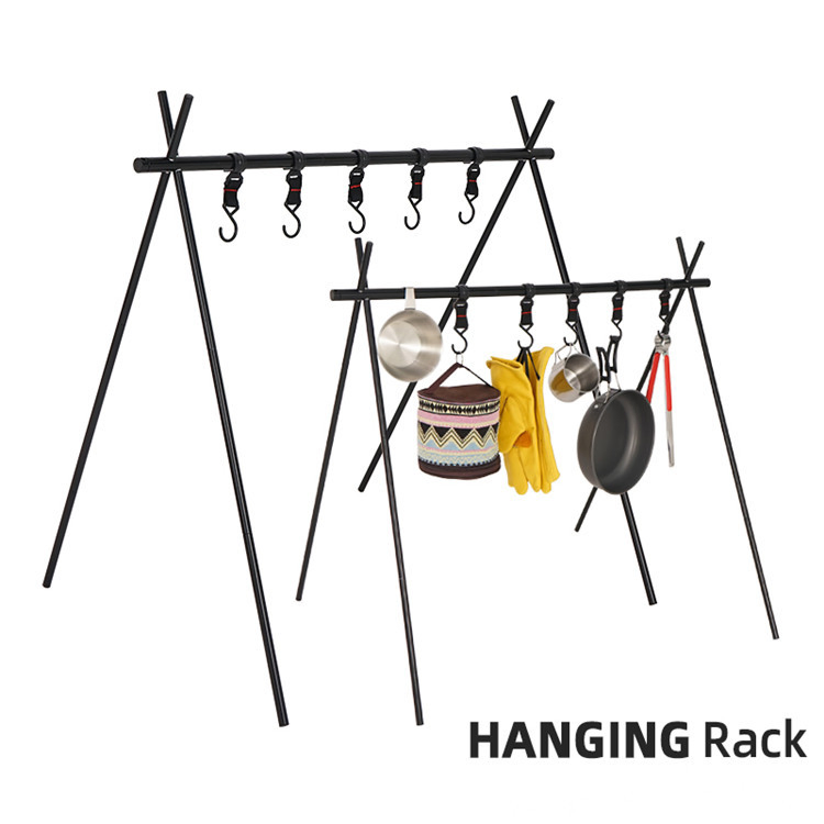 Outdoor Aluminum Alloy Portable Camping Shelf Folding Ultra Light Camping Tripod Travel Debris Hanger