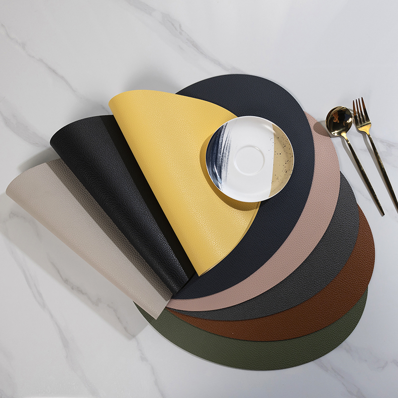 Decorative Faux Leather Placemats Set Dining Table Mat Stock PVC Home Use Restaurants