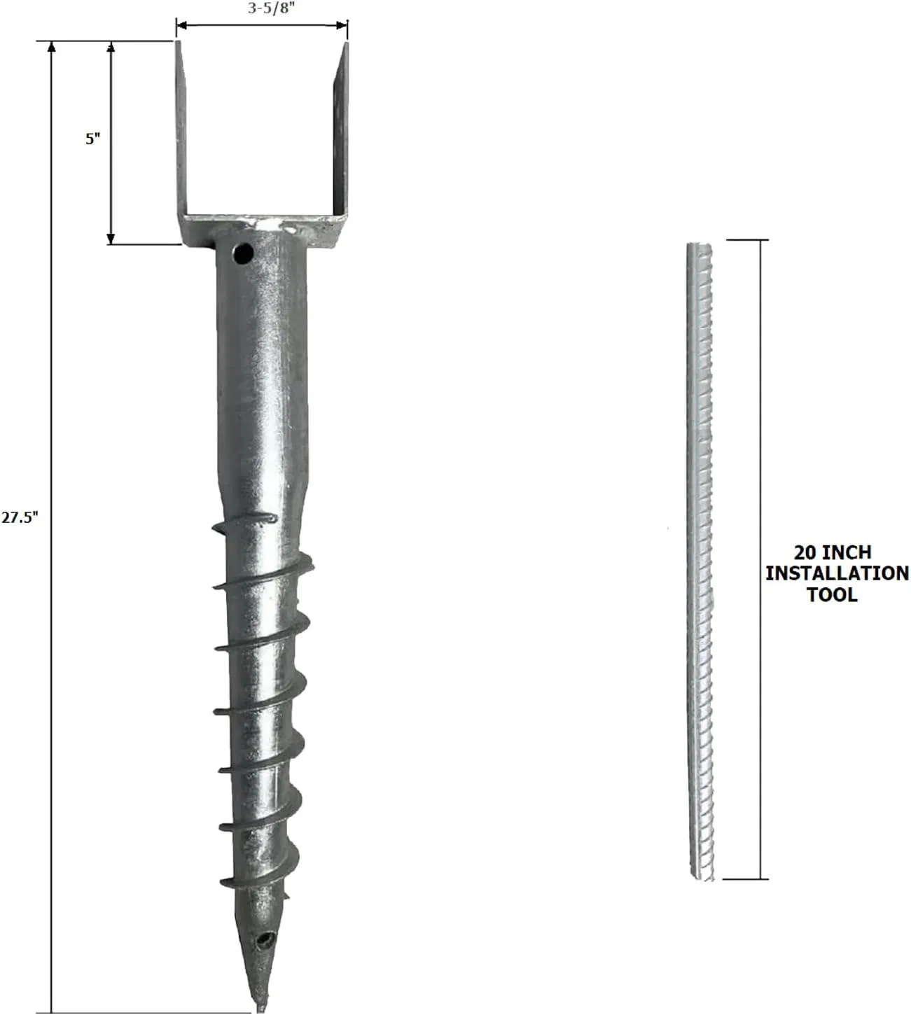Винтовой анкер U-образный для столба почтового ящика